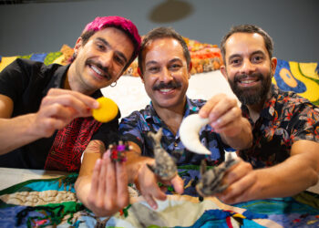 Equipe do projeto Viajando com Tapetes Contadores, em exposição na Caixa Cultural em Brasília, DF.