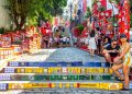 Rio de Janeiro State of Rio de Janeiro Brazil 21. October 2020 Escadaria Selaron the red famous stairs stair step steps staircase in Rio de Janeiro State of Rio de Janeiro Brazil.