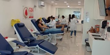 Sala de coleta do GSH Banco de Sangue de Brasília preparada para receber doadores