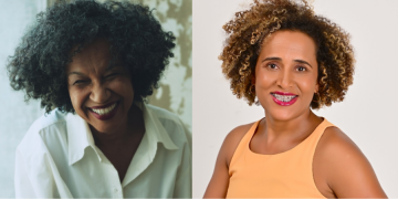 Retratos de Juçara Marçal e Joana Maria, convidadas do projeto Ler à Luz da Lua no Sesc 24 de Maio.