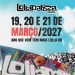 Pórtico colorido do Lollapalooza Brasil com anúncio das datas de 19 a 21 de março de 2027
